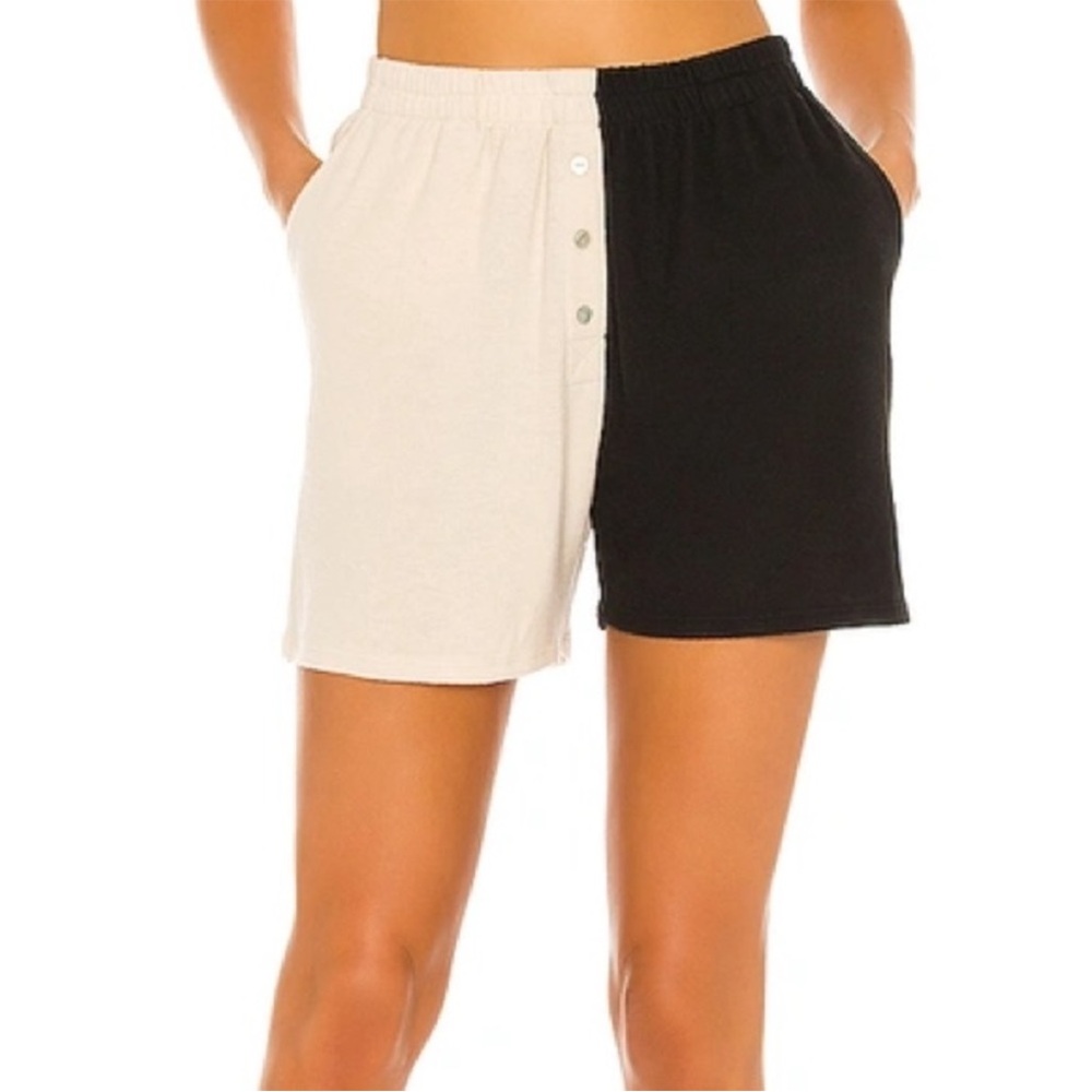 Donni. Duo Color Block Henley Sweater Shorts